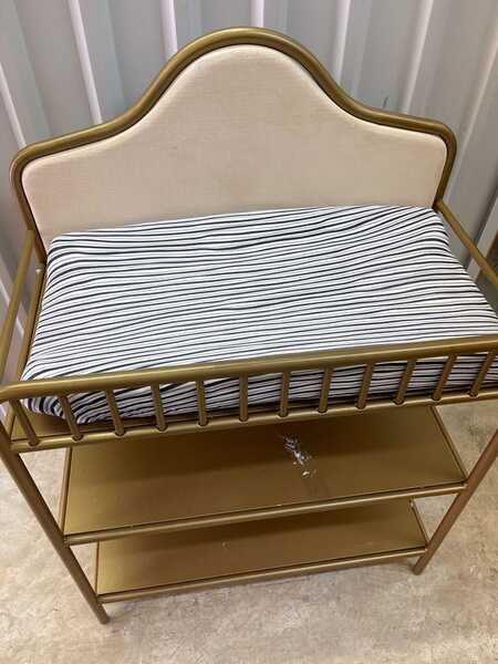 Little Seeds Piper Upholstered Metal Changing Table Gold W