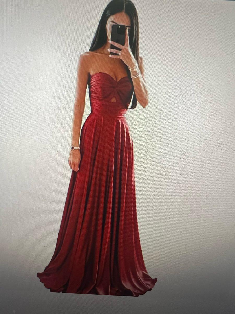 strapless open back dress Dusty Rose Lace Chiffon Long Sleeves A-Line Formal Dress main image 1