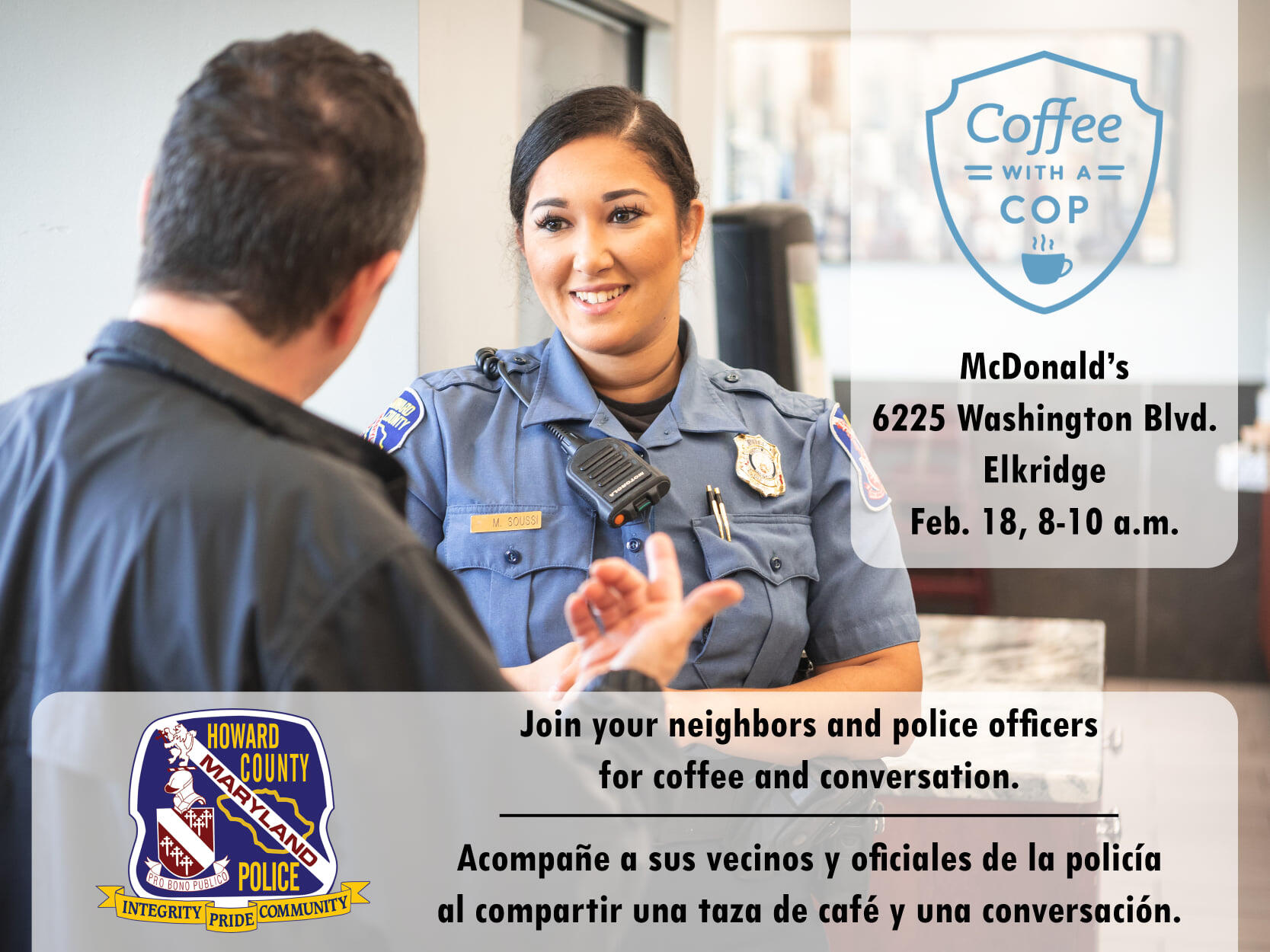 Coffee with a Cop (Howard County Police Department) — Nextdoor — Nextdoor