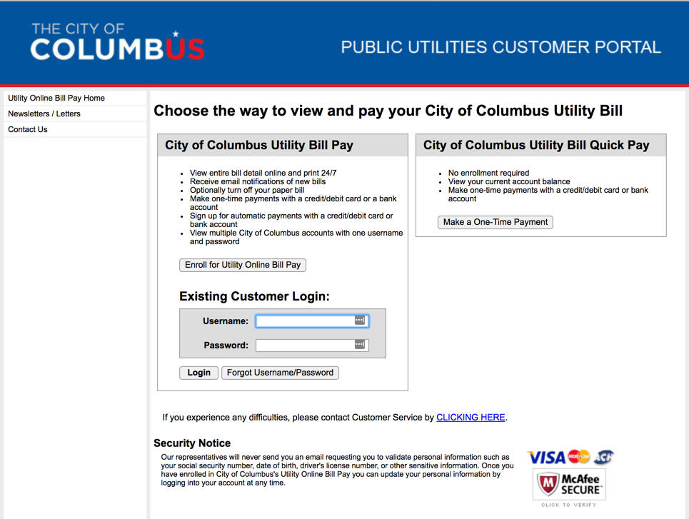 City Of Columbus Utility Bill Pay