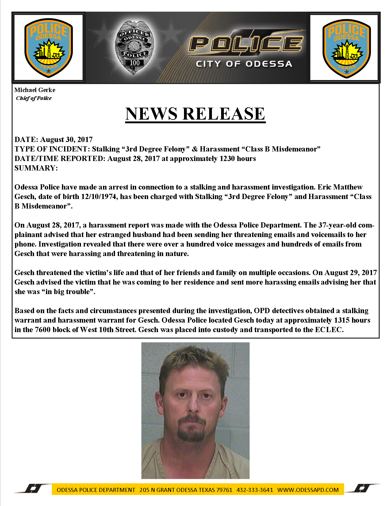 Odessa Police Make Arrest in Connection to Stalking & Harassment ...