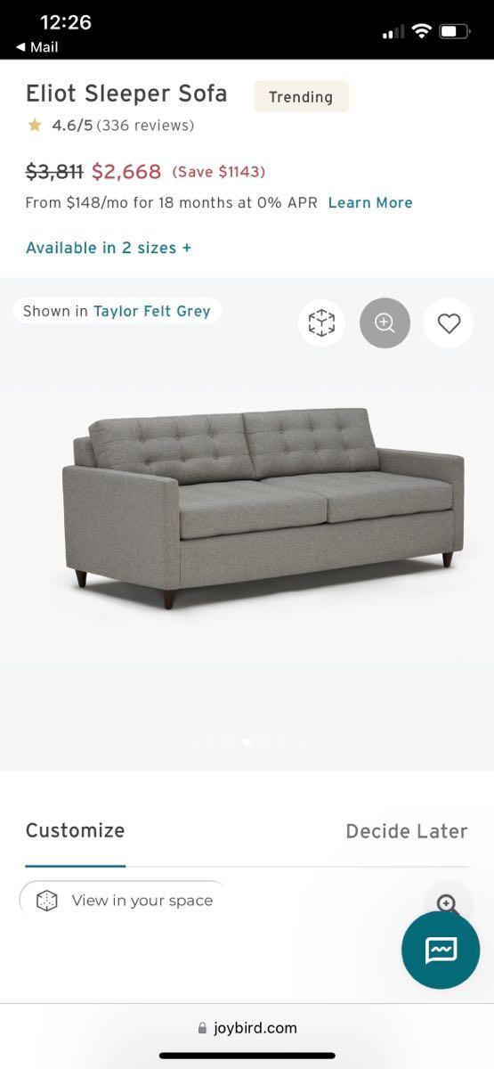 Joybird Eliot Sleeper Sofa Reviews Matttroy