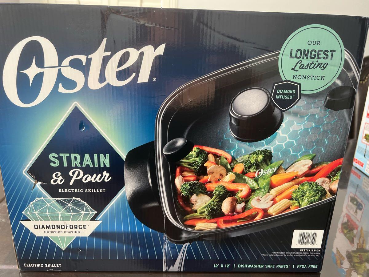 Oster DiamondForce 12 x 12 Strain & Pour Electric Skillet