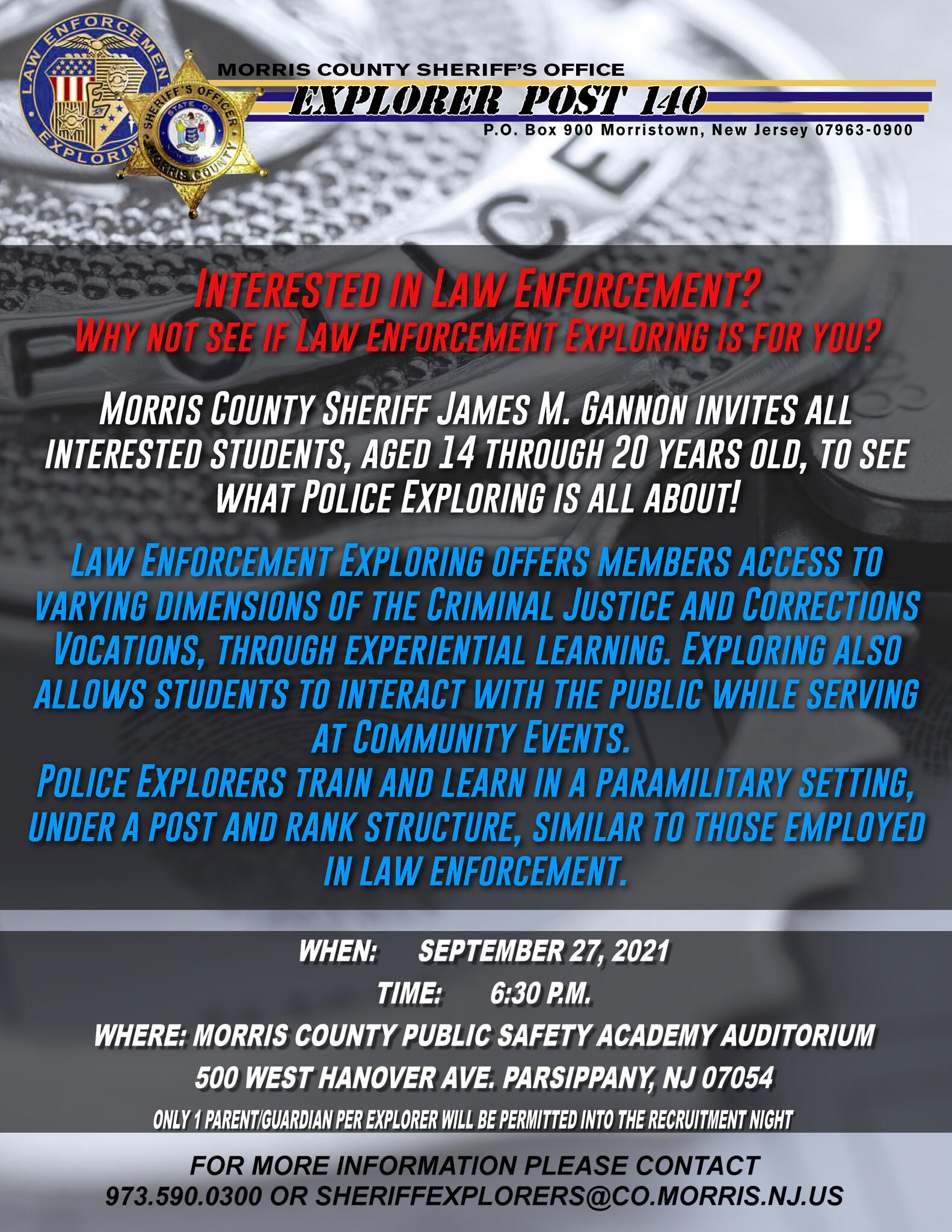 Morris County Sheriff's Office Explorer Recruitment Event (Morris Plains Police Department
