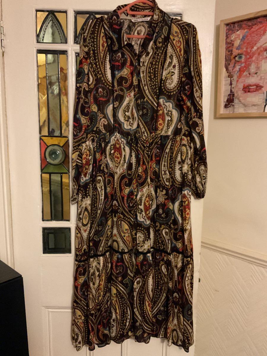 chinese dress ladies Zara Women's Paisley Sleeveless Gathered Maxi Dress | UK14 L