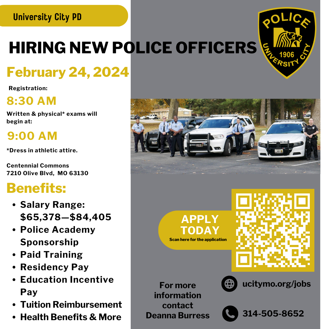 UCPD IS NOW HIRING POLICE OFFICERS! (University City Police Department ...