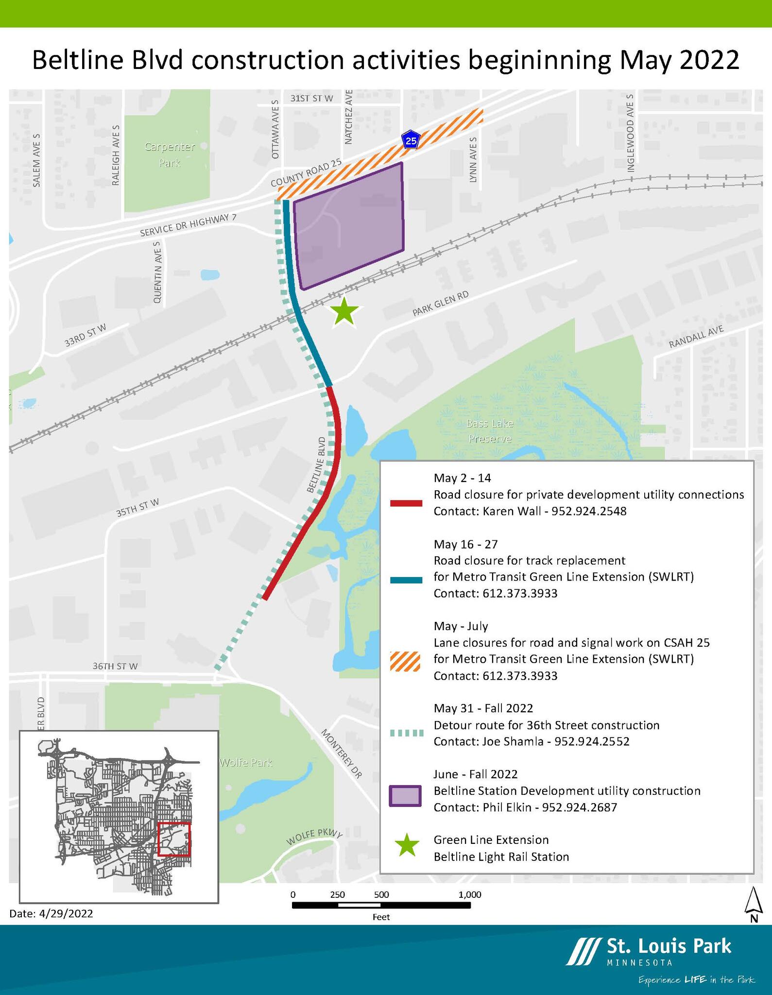 Beltline Boulevard construction and road closures (City of St