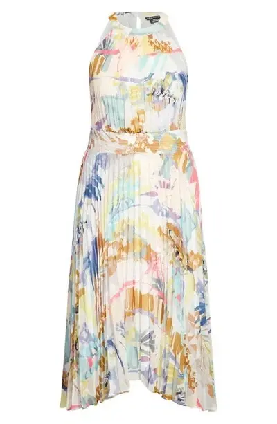 CITY CHIC Trendy Colorful Retro Storm Halter Midi Dress - Size L - NWT $199