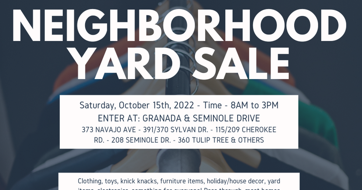 Tomoka View/ Tanglewood Neighborhood Yard Sale for 1 in Ormond Beach