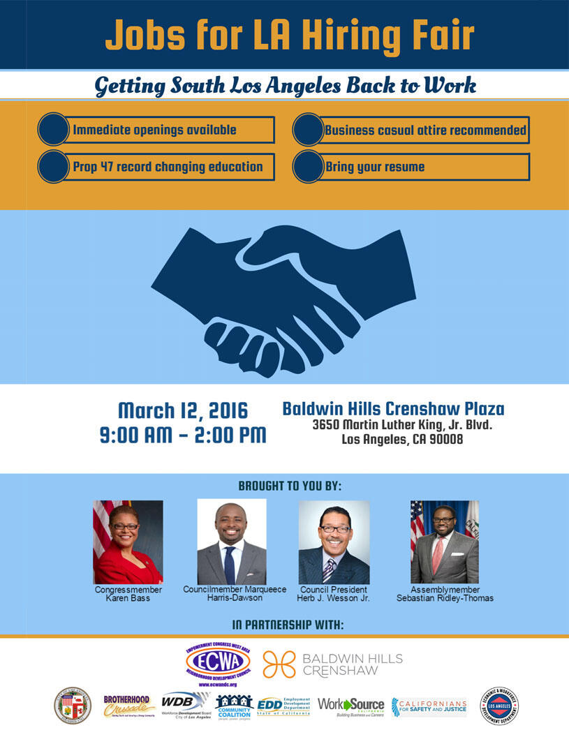 CRENSHAW JOB FAIR A collaboration between ECWA, CD8, CD10, AD54, BHCP