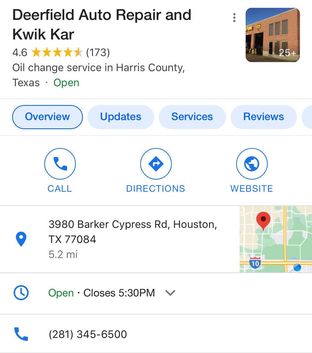 Deerfield Auto Repair and Kwik Kar Houston TX Nextdoor