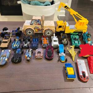 24 piece Hot Wheels, Matchbox toy vehicles. Batmobiles, Diaper Dragger, crane truck, Ninja Turtles