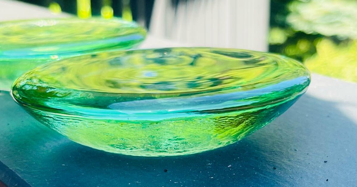 Pair of Fire and Light Recycled Glass DiskCandle HolderWine Holder