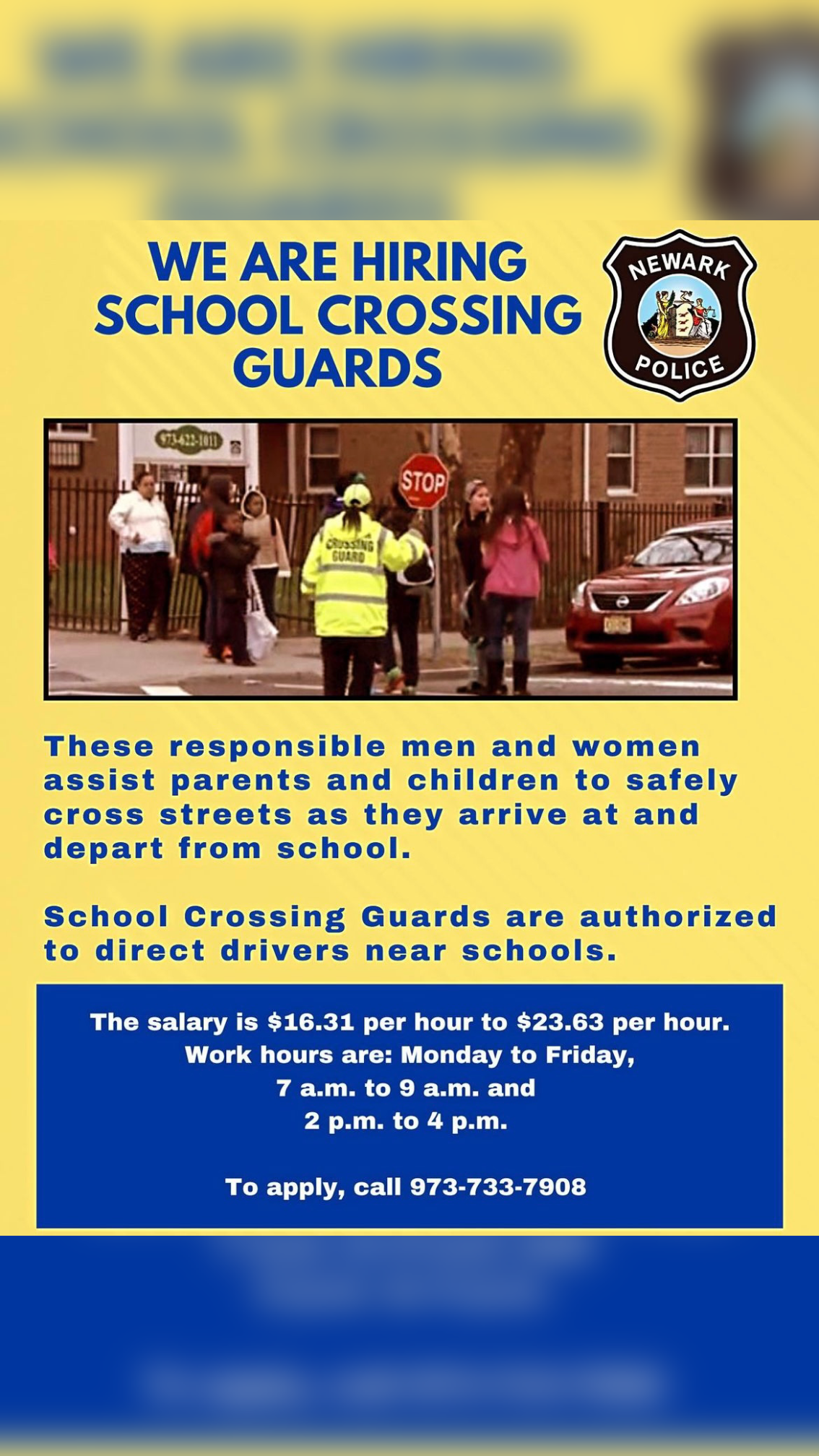 The Newark Police Division is Hiring School Crossing Guards (Newark