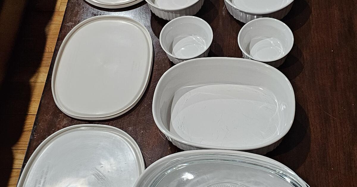 Corningware French White 18pc Round & Oval Bakeware Set for 45 in