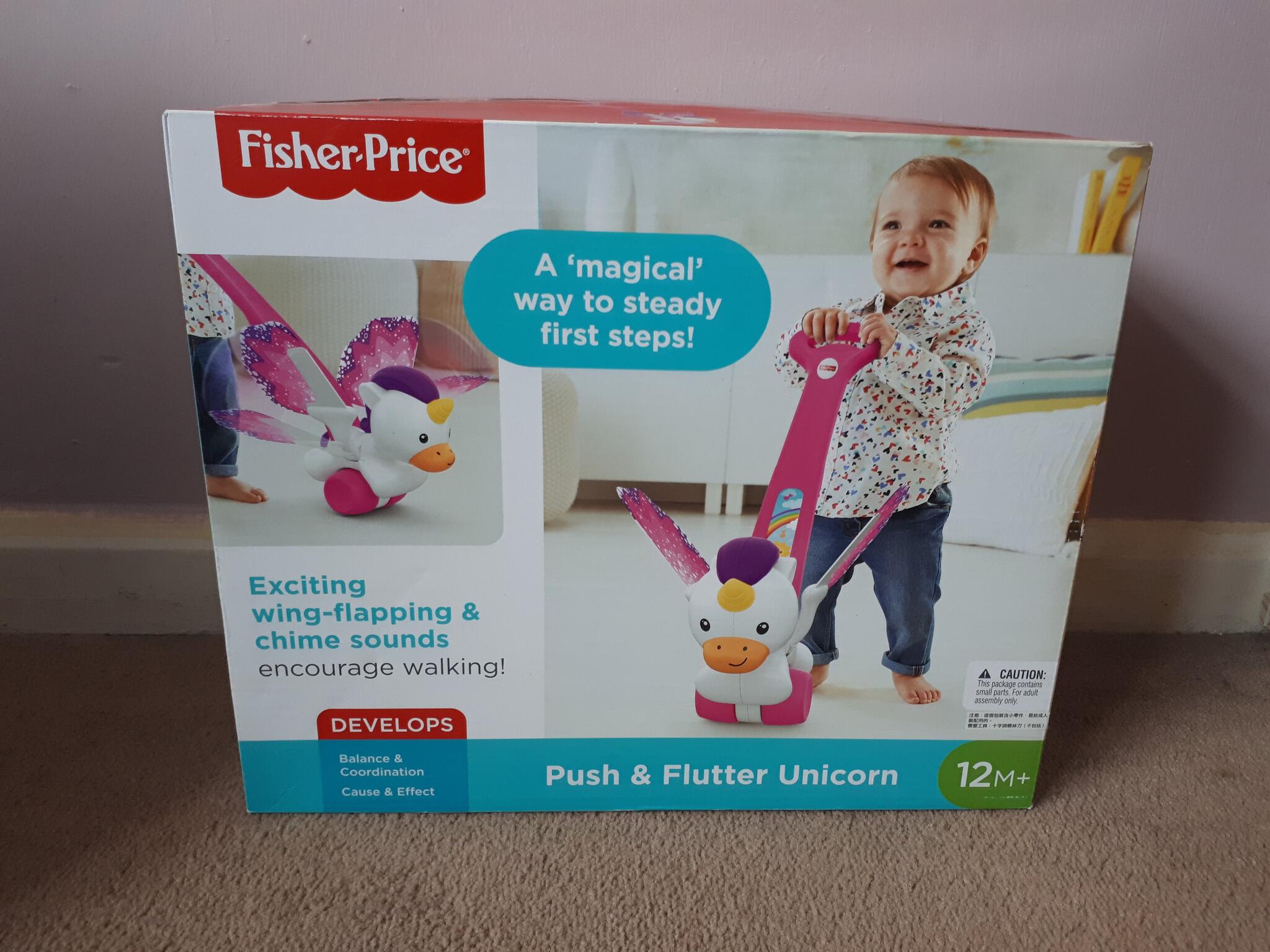 Fisher price push and store flutter unicorn