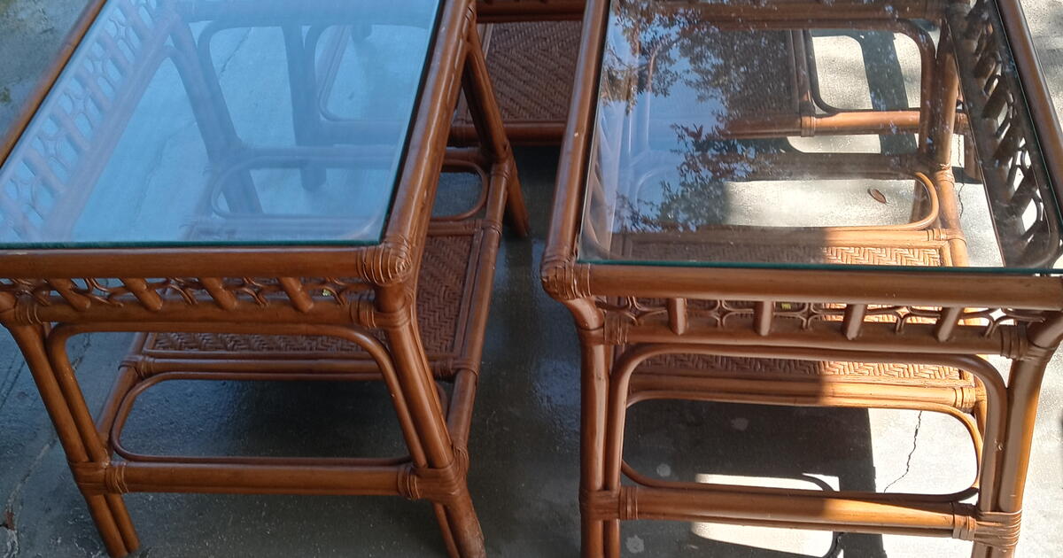 Tommy Bahama glass top coffee table and two end tables. for 75 in