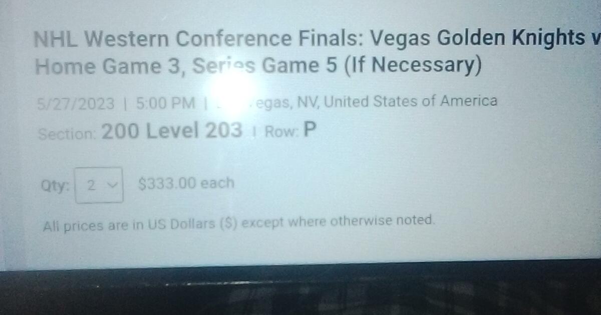 VGK TICKETS for 140 in Henderson, NV For Sale & Free — Nextdoor