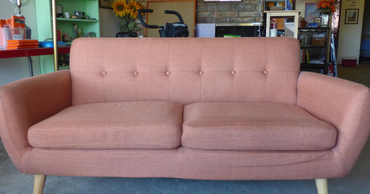 Josephine Midcentury Modern Upholstered Sofa (not the best photos) for