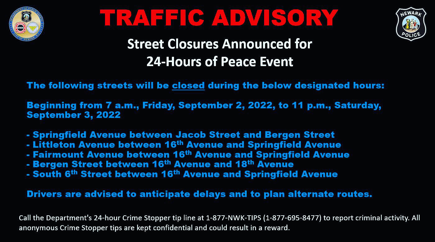 TRAFFIC ADVISORY Street Closures Announced for 24Hours of Peace