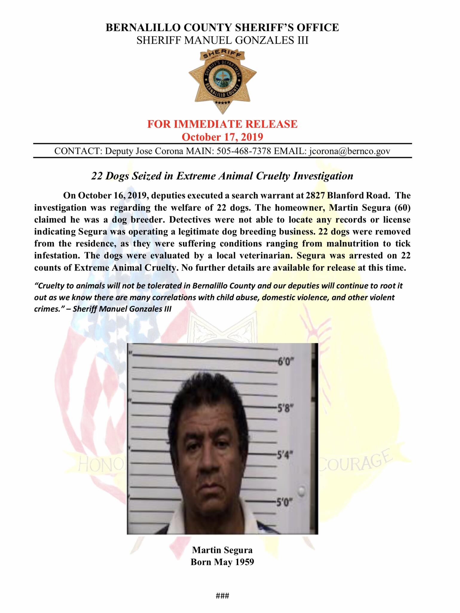 ***Press Release*** 22 Dogs Seized in Extreme Animal Cruelty ...