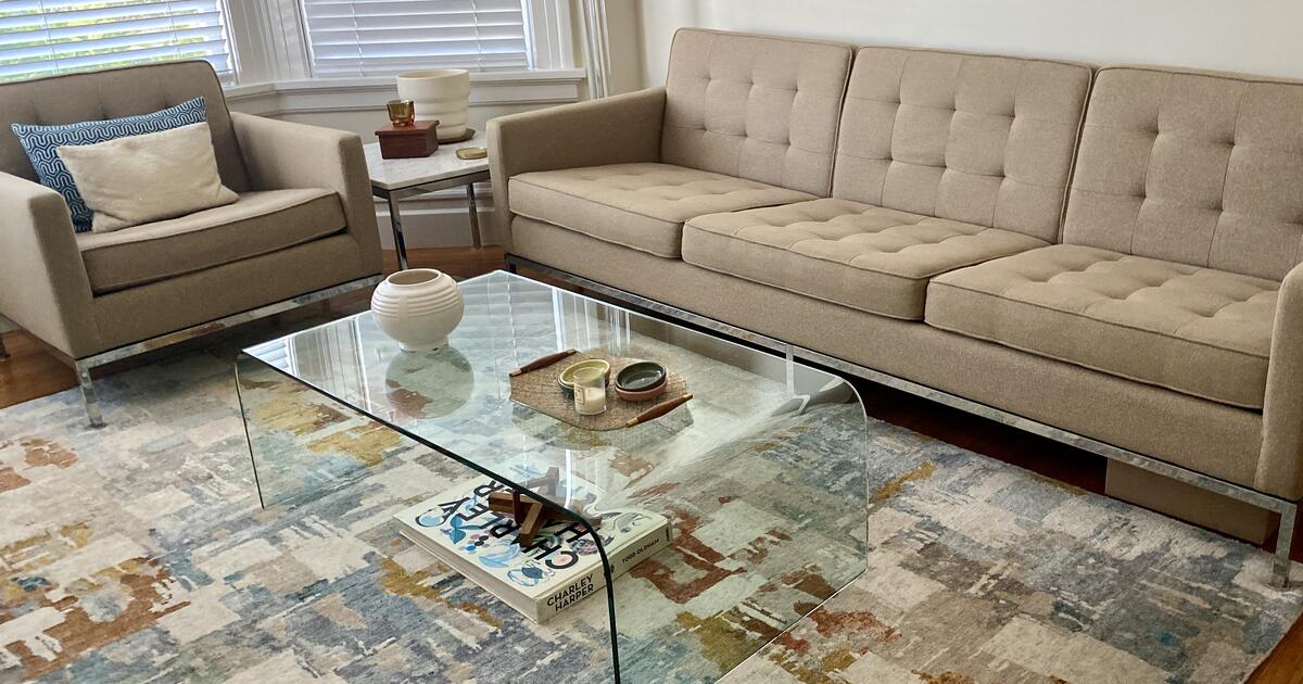 Crate & Barrel Vasari Multi Abstract Rug 6'x9' for 300 in Upper Black