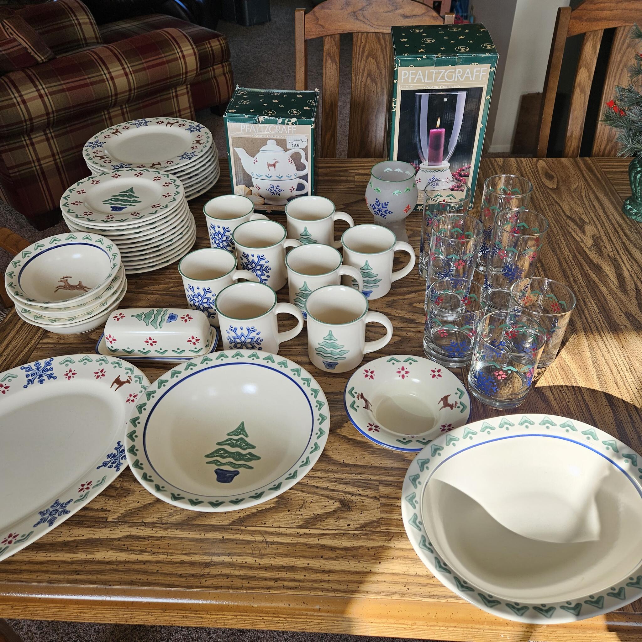 Pfaltzgraff Nordic Christmas Dinnerware Set Plus Additional