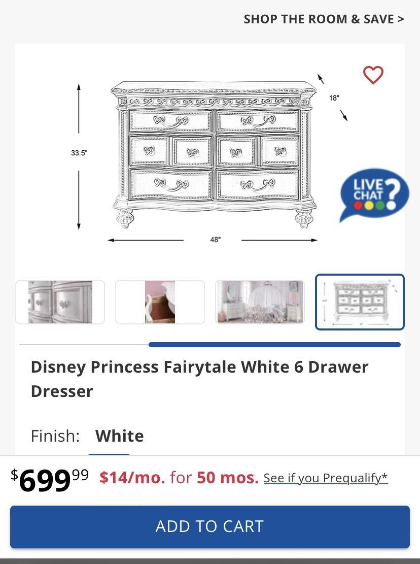 Disney Princess Fairytale White 6 Drawer Dresser Slightly Used For $120 In  Miami, FL | For Sale & Free  Nextdoor