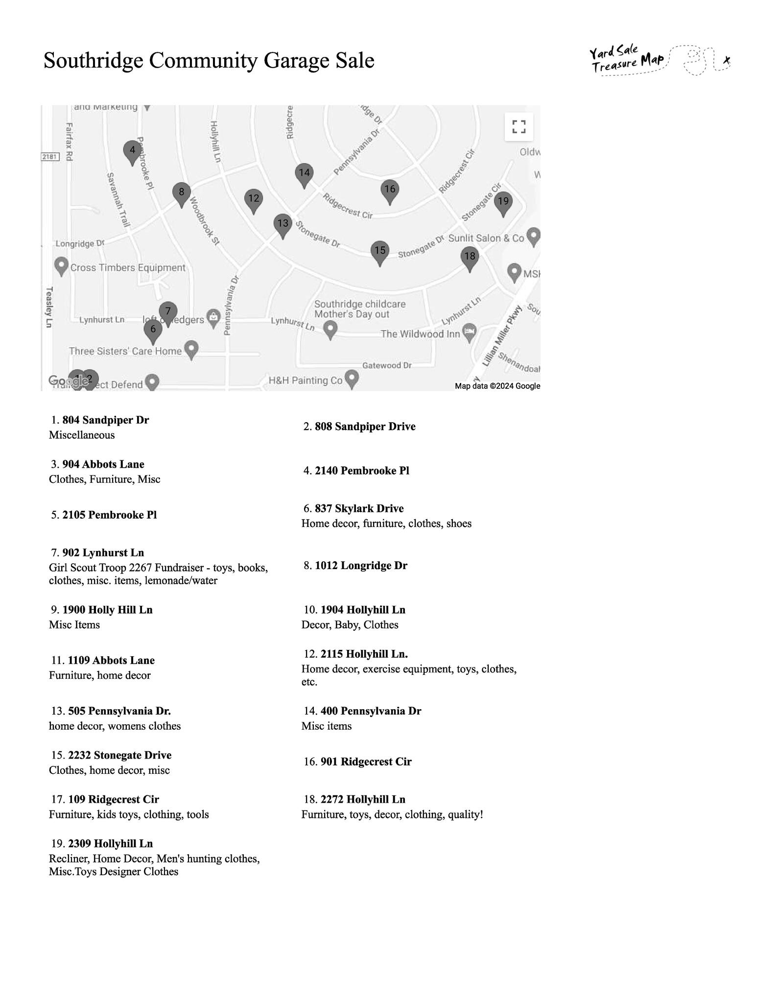 Southridge Community Garage Sale Saturday March 23, 2024 8am 2pm in
