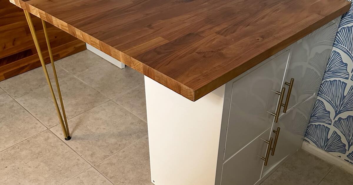 White Gloss MCM Kallax Workstation Desk+DoorsWood Karlby TopGold