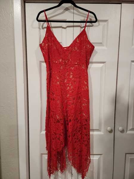 lulus red lace midi dress Stunning Red Dress - Red Lace Dress - Lace Midi Dress