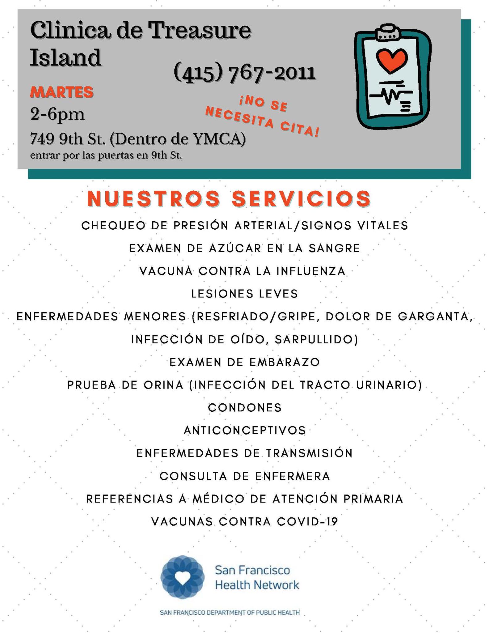 SFDPH Treasure Island Nurse Drop-In Clinic - every Tuesday at Treasure ...