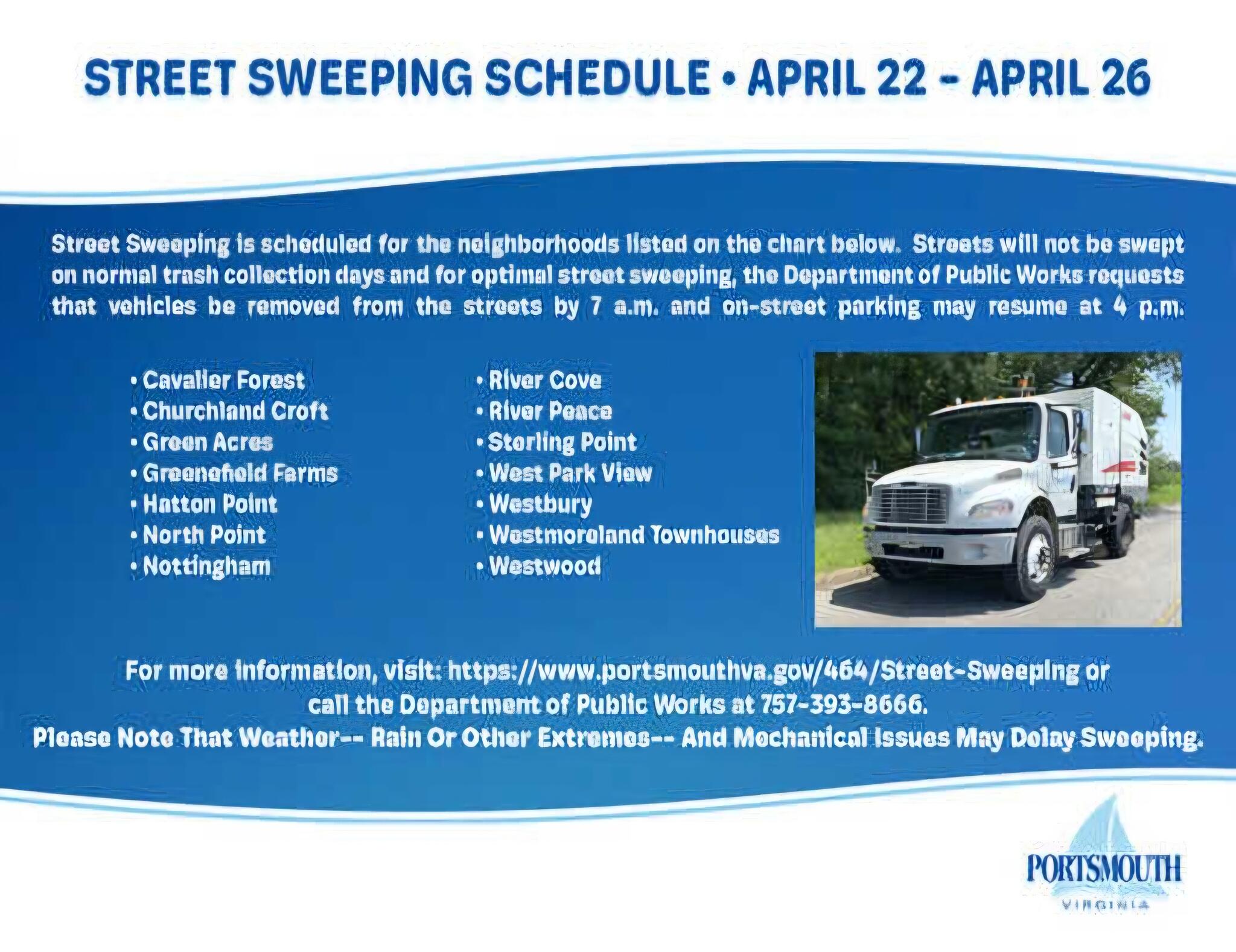 Street Sweeping Schedule for April 22, 2024 April 26, 2024 (City of