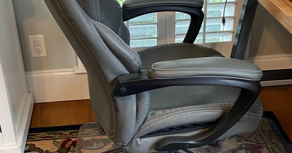 Gray Leather Adjustable Office Chair! Rolls, Swivels! for 110 in Aiken