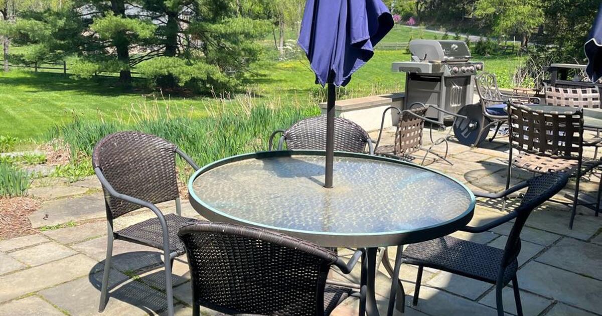 Patio table umbrella and 4 chairs for Free in Chadds Ford, PA For