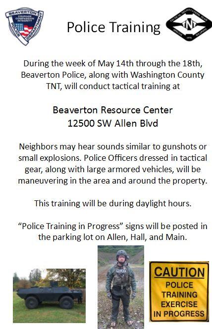 Police Training in the Area (Beaverton Police Department) — Nextdoor