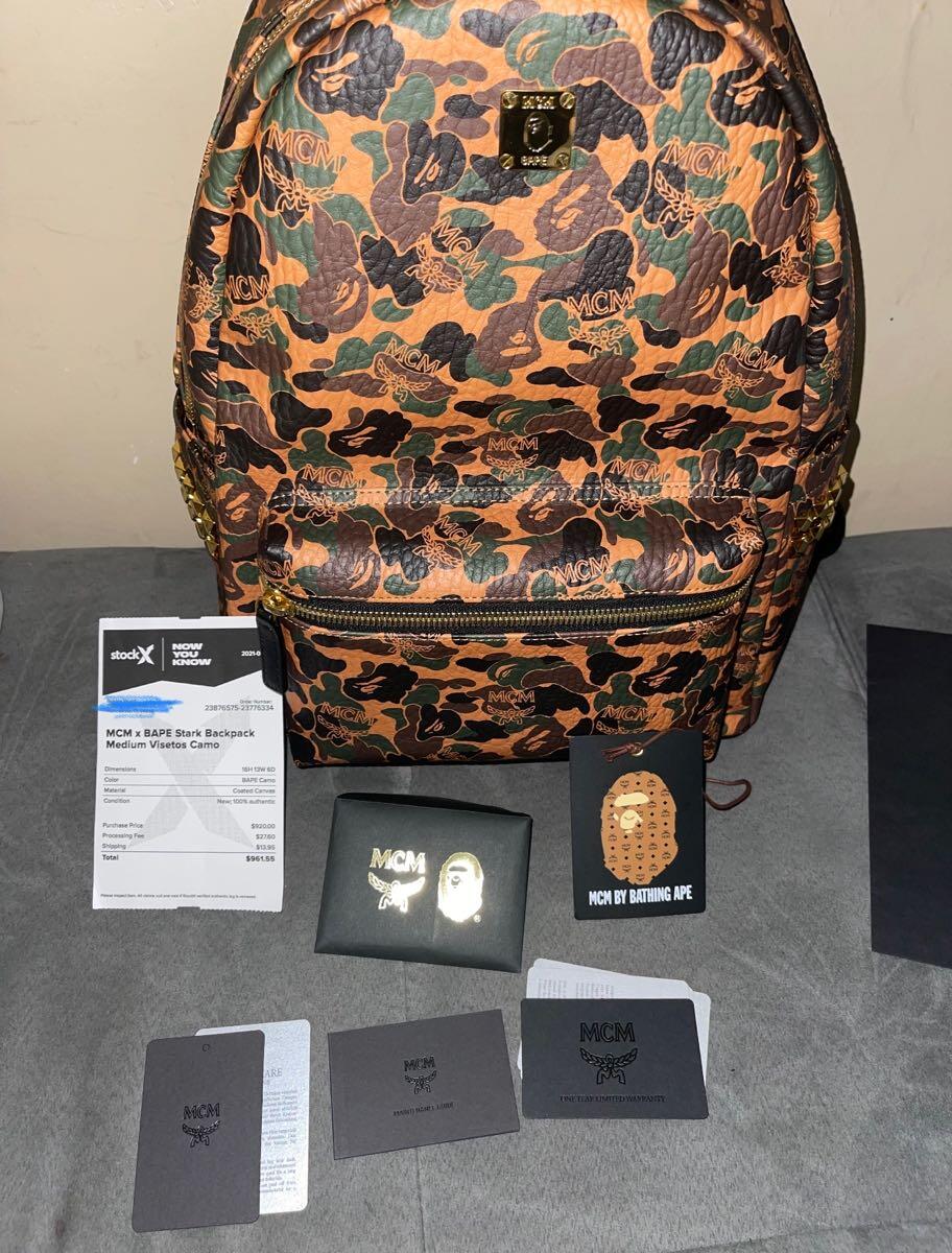 MCM BAPE Limited Collaboration Stark Visetos Camouflage Backpack A BATHING  APE