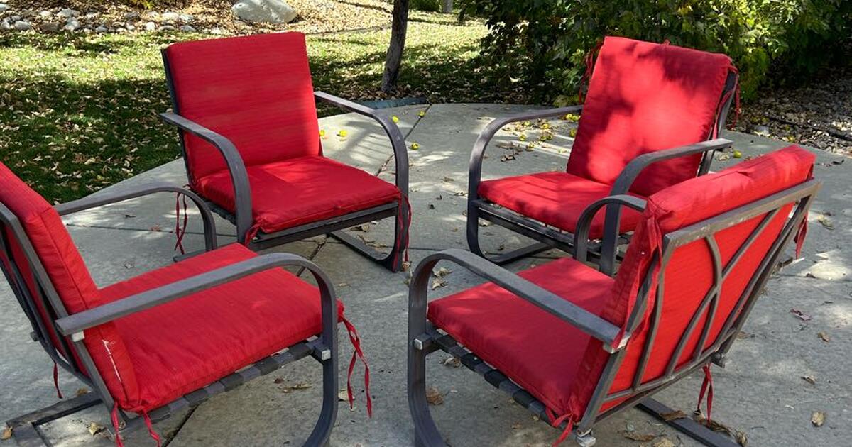 4 Patio Chairs with Cushions FREE!! for Free in Castle Pines, CO For Sale & Free — Nextdoor