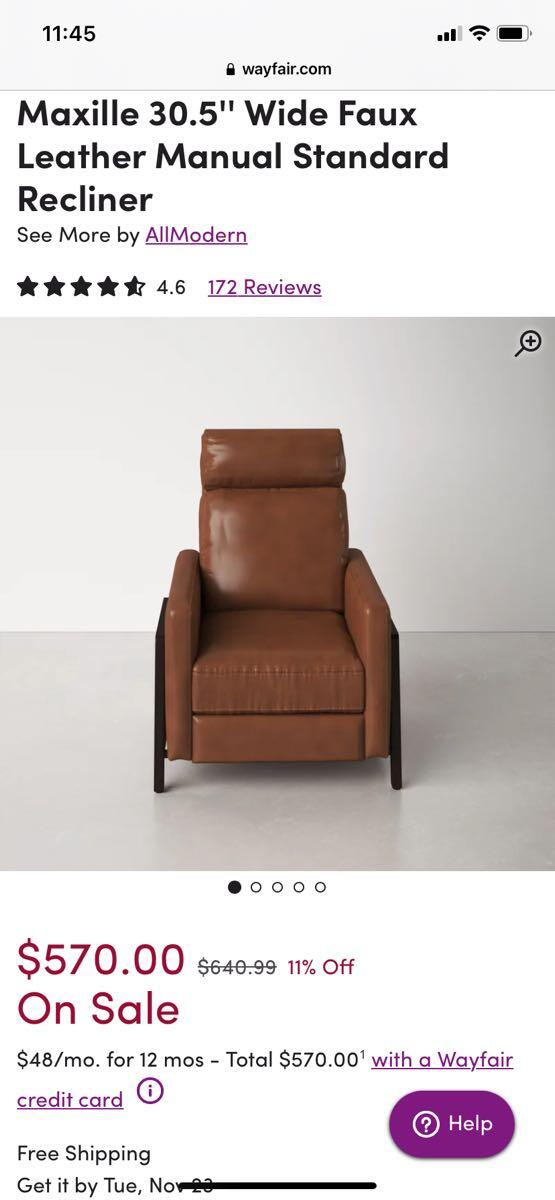 maxille faux leather manual recliner