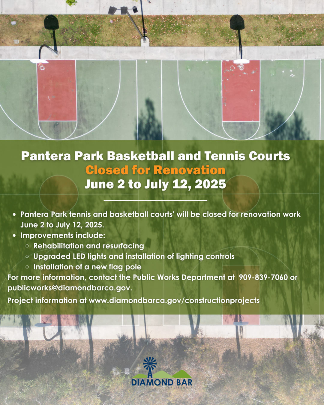 🚧 The Pantera Park tennis and basketball courts will be closed for ...
