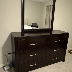Dark Wood Dresser with Mirror