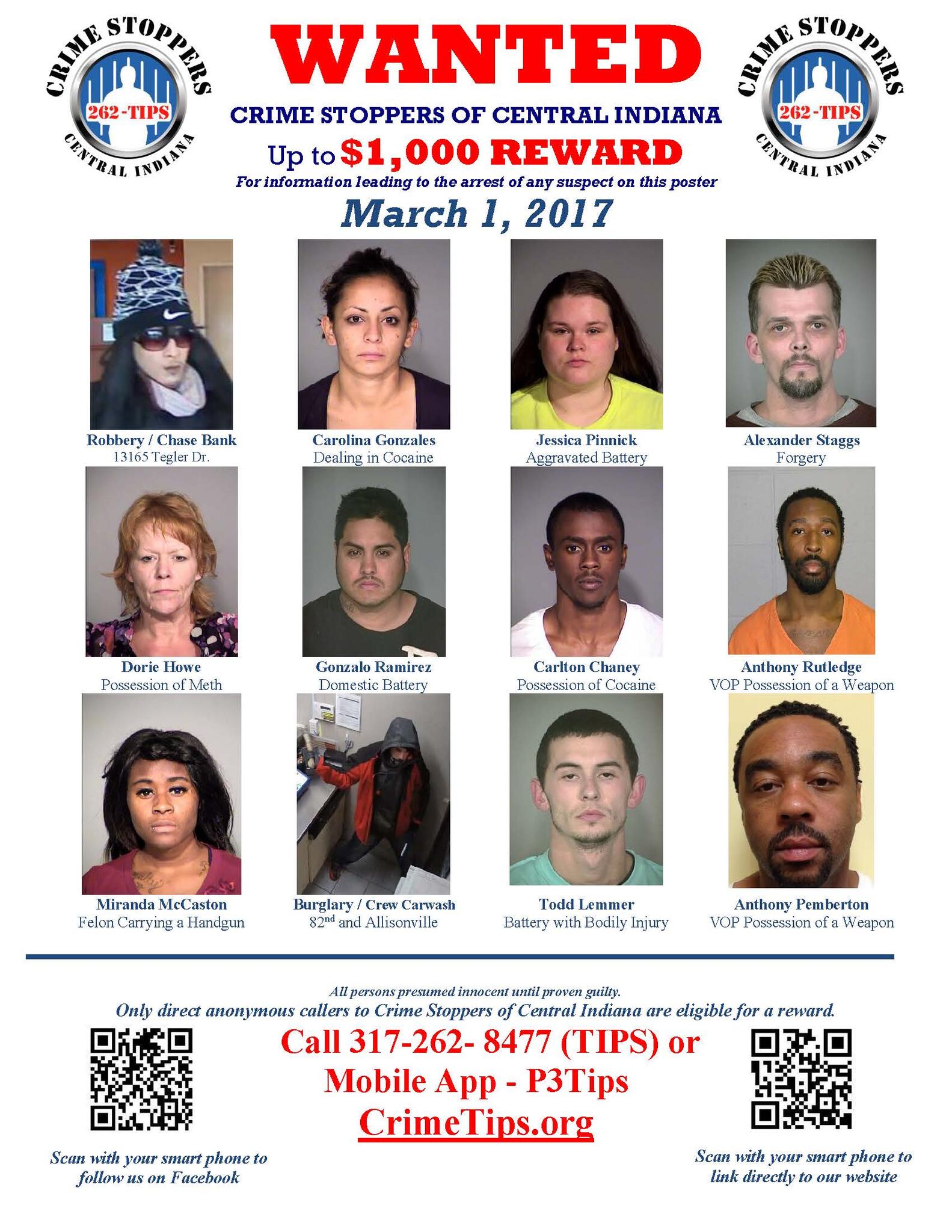 March 2017 Crime Stoppers Wanted Poster Indianapolis Metropolitan Police Department — Nextdoor 8139