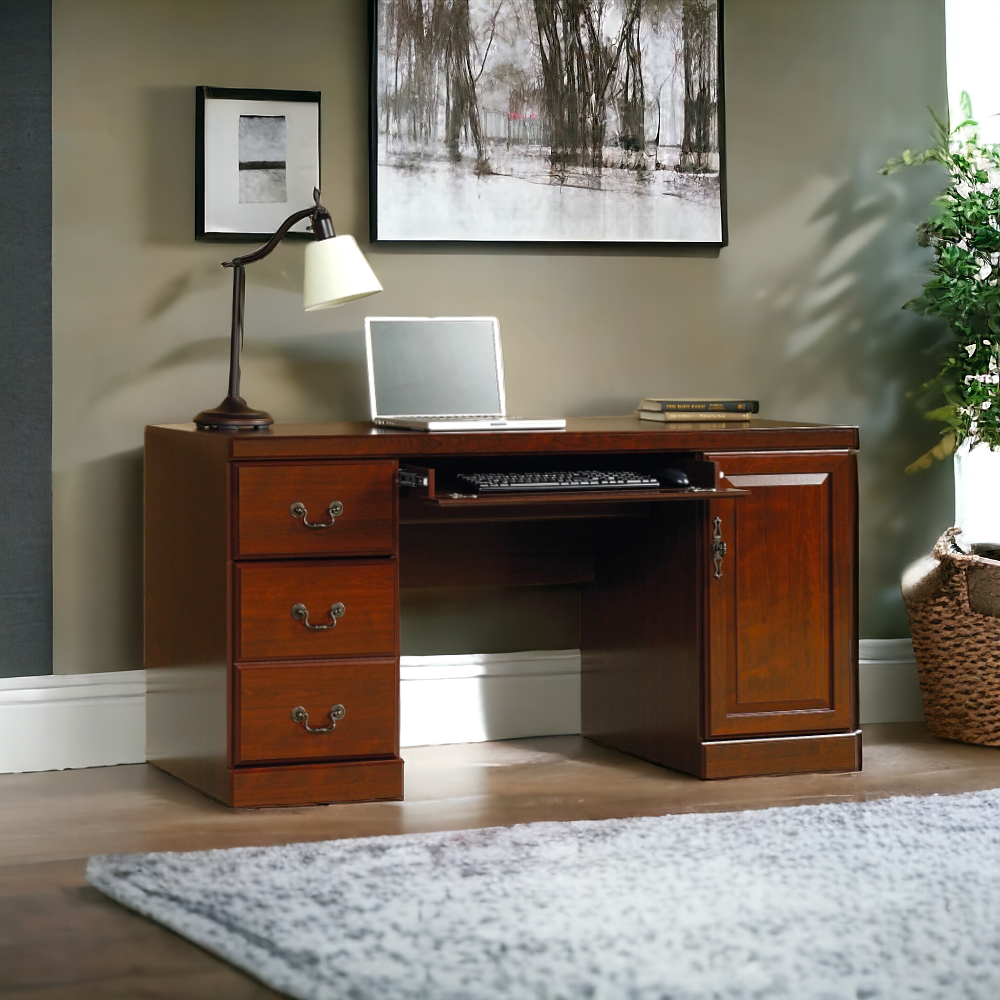 Store Closing Sale Sauder Heritage Hill 60"W Desk Computer Credenza