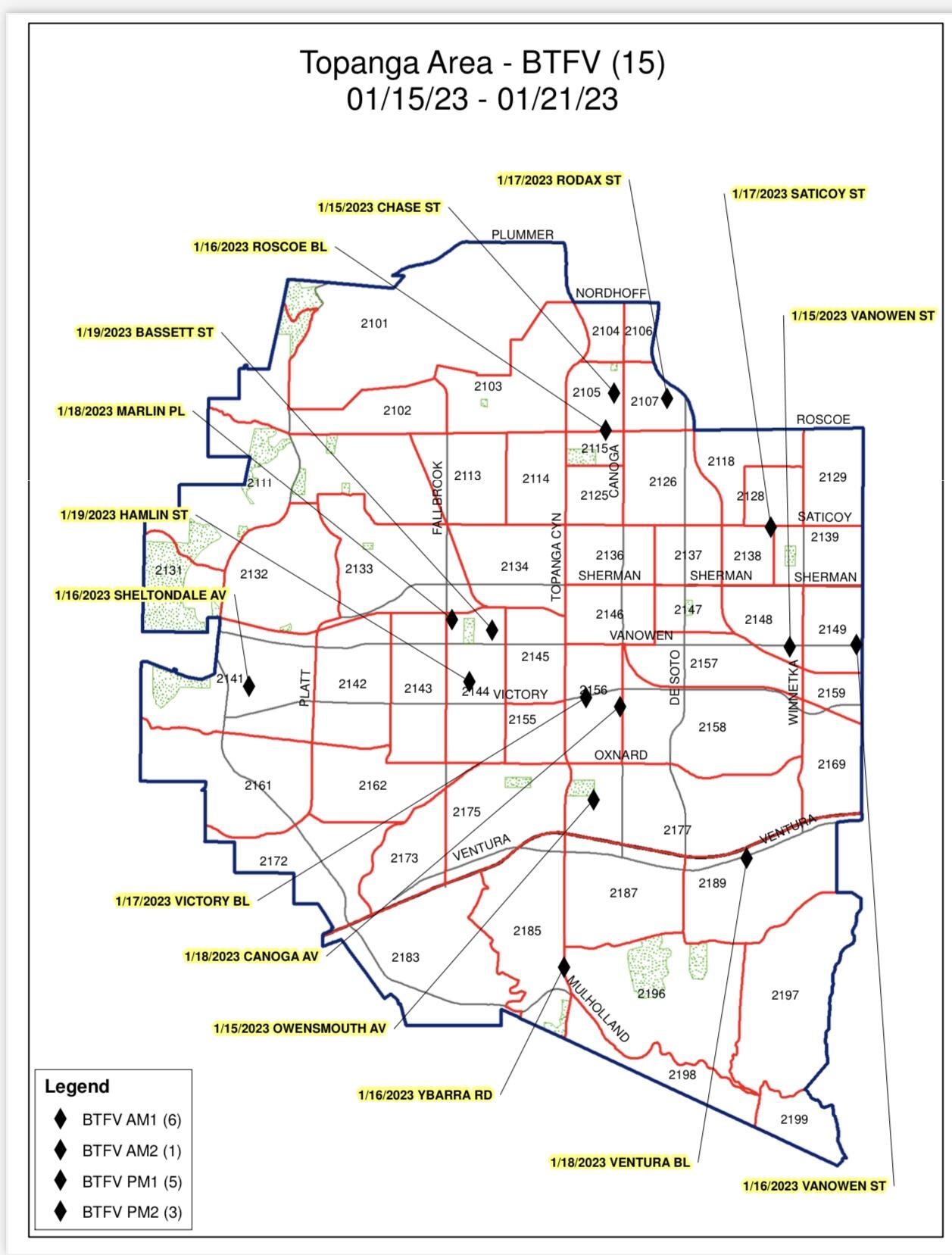 LAPD TOPANGA DIVISION WEEKLY CRIME MAPS (Los Angeles Police Department ...