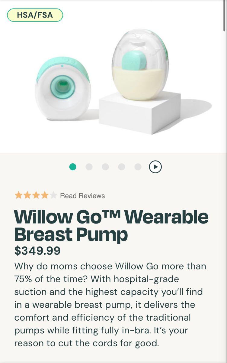 Willow Go Wearable Breast Pump With Hospital Grade Suction