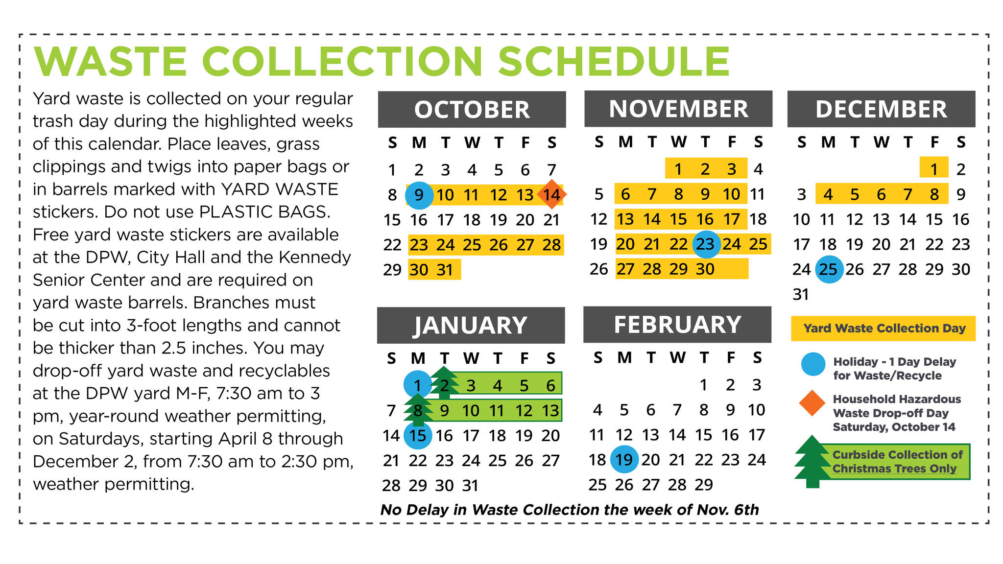 Waste Collection Schedule for October 2023 February 2024. (City of