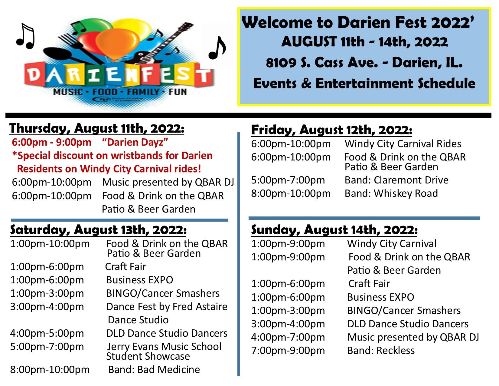 Make plans to come and celebrate Darien Fest 2022 with us starting