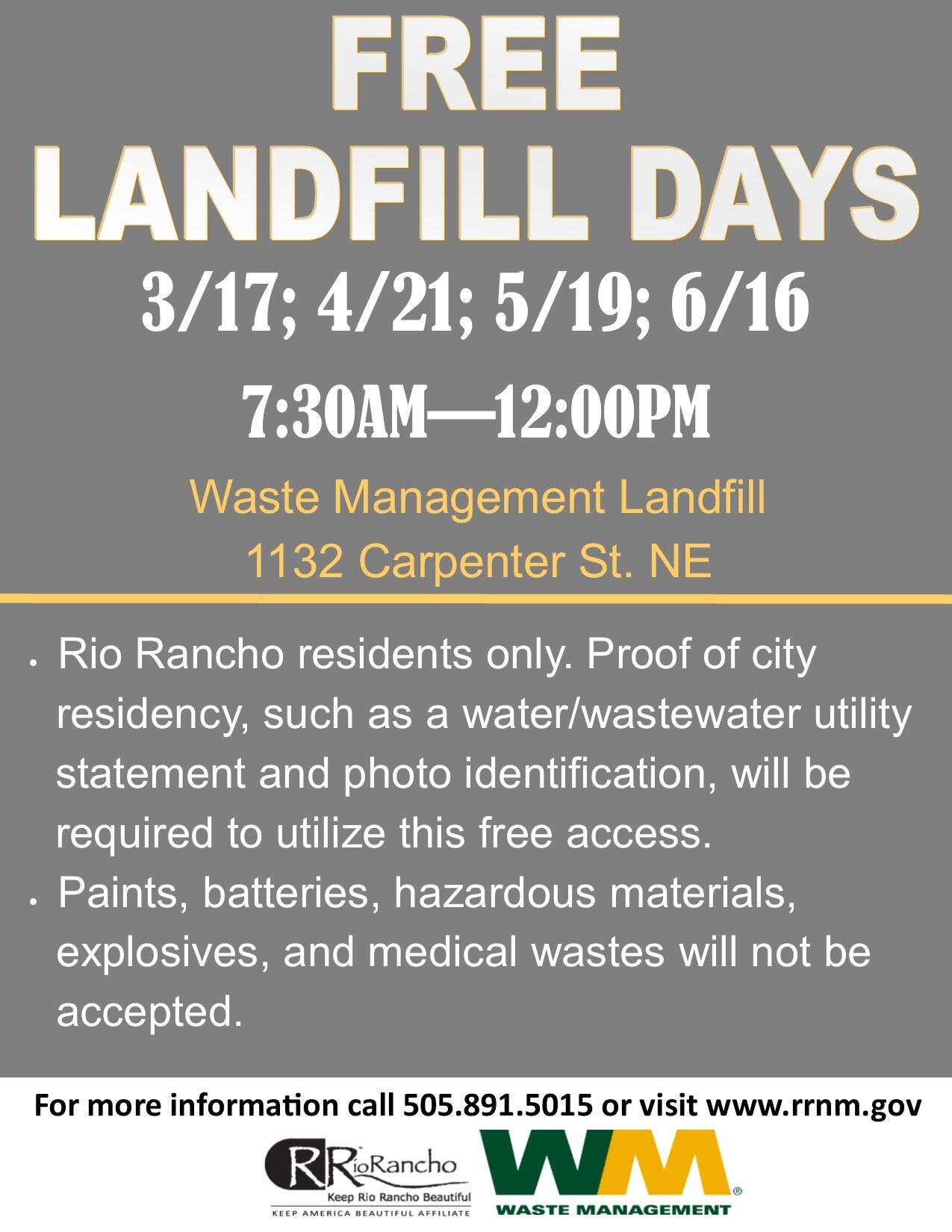 Waste Management Free Landfill Days (City of Rio Rancho) — Nextdoor