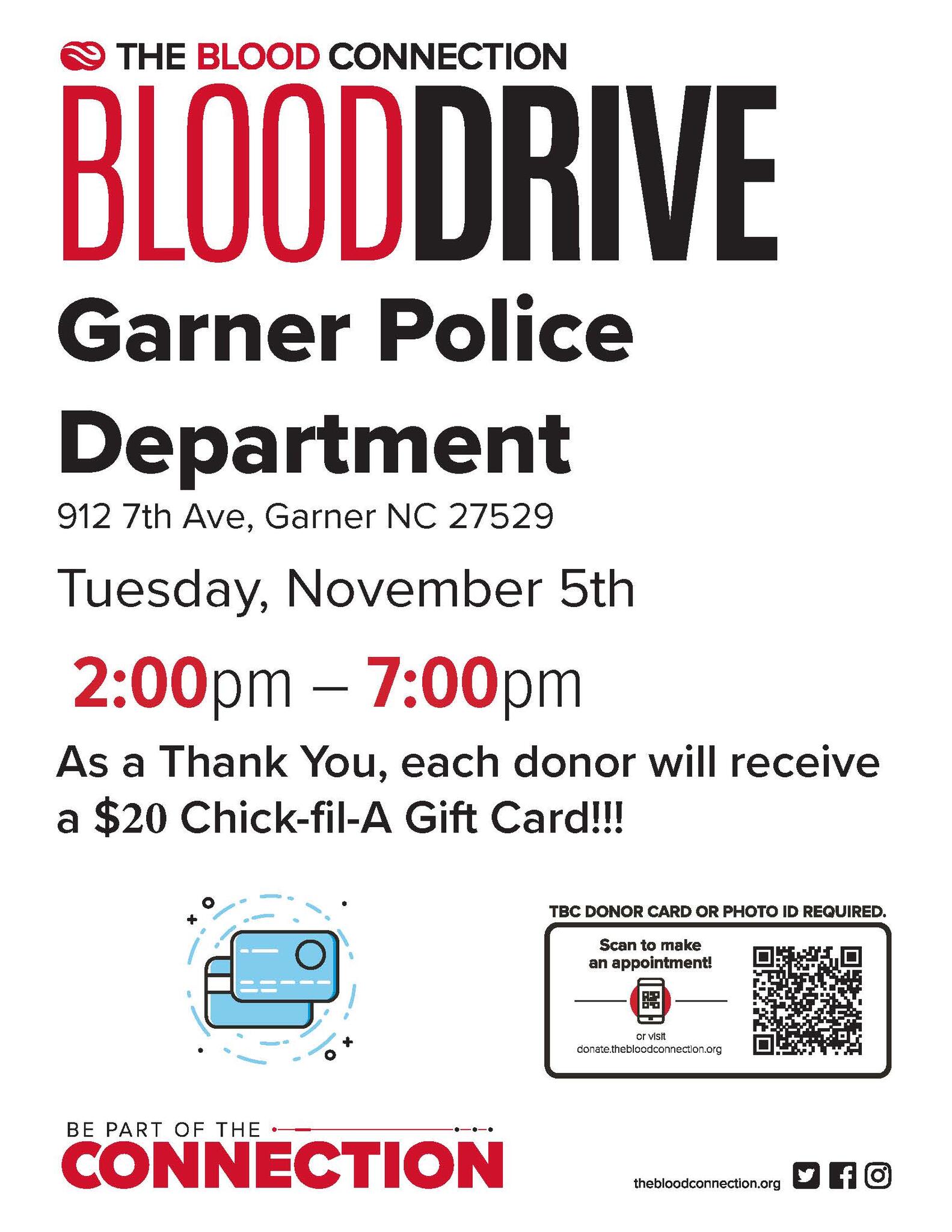 Blood Drive  Chick-fil-A $20 Gift Card