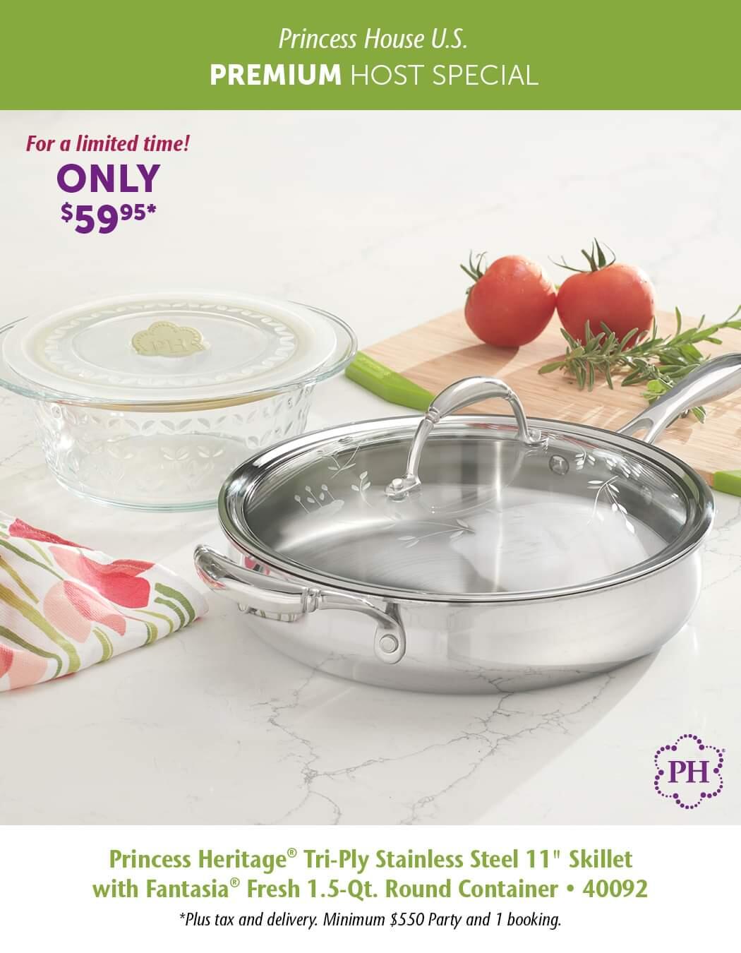 Princess Heritage Tri-Ply Stainless 18-Qt. Stockpot with Steaming Basket  (5747)